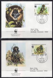 Cameroun 843-846 Apes Set of Four Typed FDC