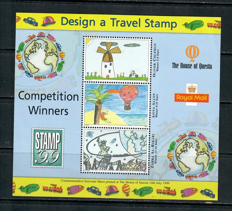 G.B.1990  MINI SHEET DESIGN A TRAVEL STAMP COMPETITION