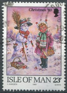 Isle of Man Sc#573 Used, 23p multi, Christmas 1993: Children during the Chris...