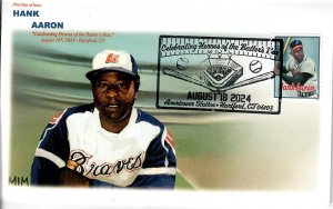 5908 - Hank Aaron - JGMAC Cachet - 3 Cancellations - Stitched Artwork Graphics