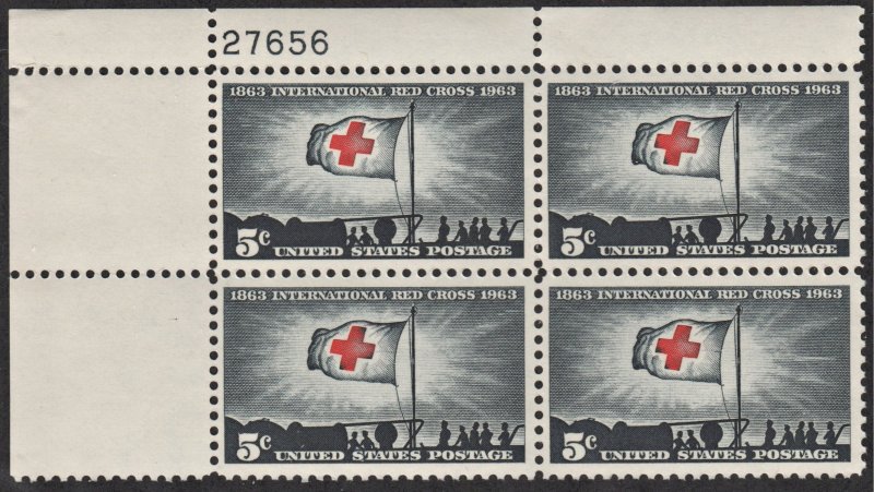 SC#1239 5¢ International Red Cross Issue Plate Block: UL #27656 (1963) MNH