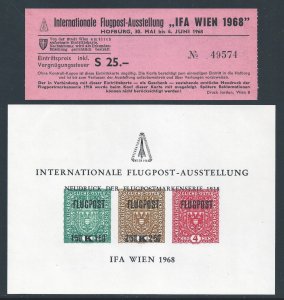 Austria #C1-3A NH Vienna '68 SS w/Ticket