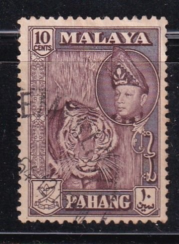 Malaya Pahang 1957 Sc 77a 10c deep maroon Used