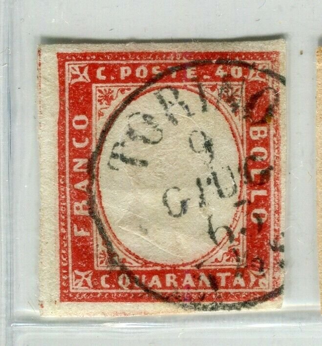 ITALY; SARDINIA 1855 early classic Imperf issue fine used Shade 40c. value