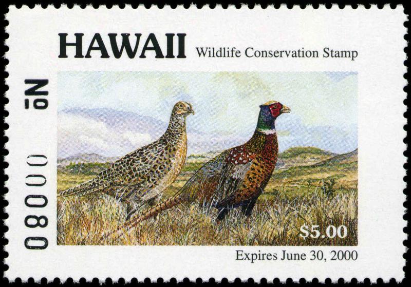 HAWAII #4 1999 STATE DUCK STAMP PHEASANT  by Norman Nagai