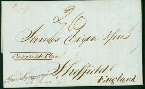 USA 1837 England Transatlantic Mail Cover Liverpool Ship Letter 75962