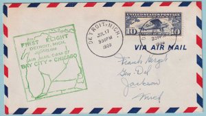 UNITED STATES FIRST FLIGHT COVER - 1928 FROM DETROIT MICHIGAN - CV387