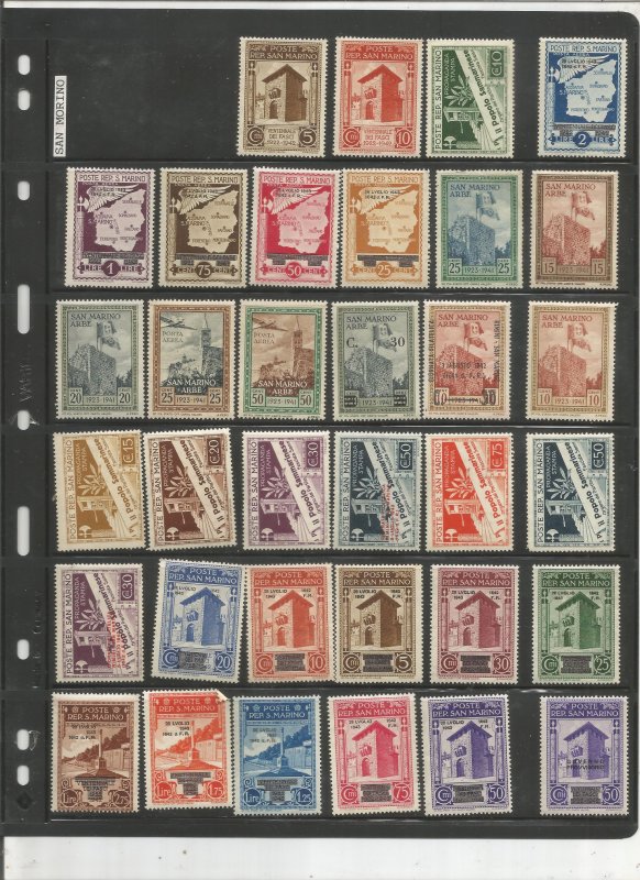 SAN MARIONO COLLECTION ON STOCK SHEETS, ALL MINT