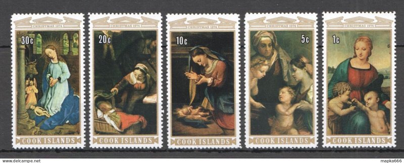 P0802 Cook Islands Art Paintings Christmas 1974 #428-432 Set Mnh