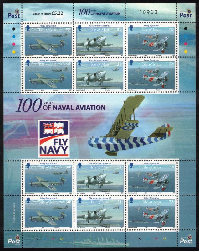 ISLE OF MAN 2009 Naval Aviation Centenary; Sheets Scott 1299-1300; MNH