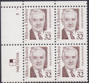 2933 Milton Hershey Plate Block MNH