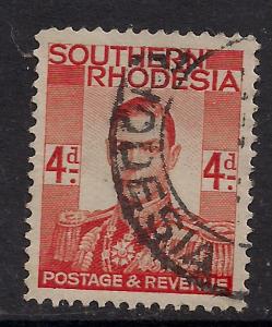 Southern Rhodesia 1937 KGV1 4d used Stamp SG 43 ( A289 )  