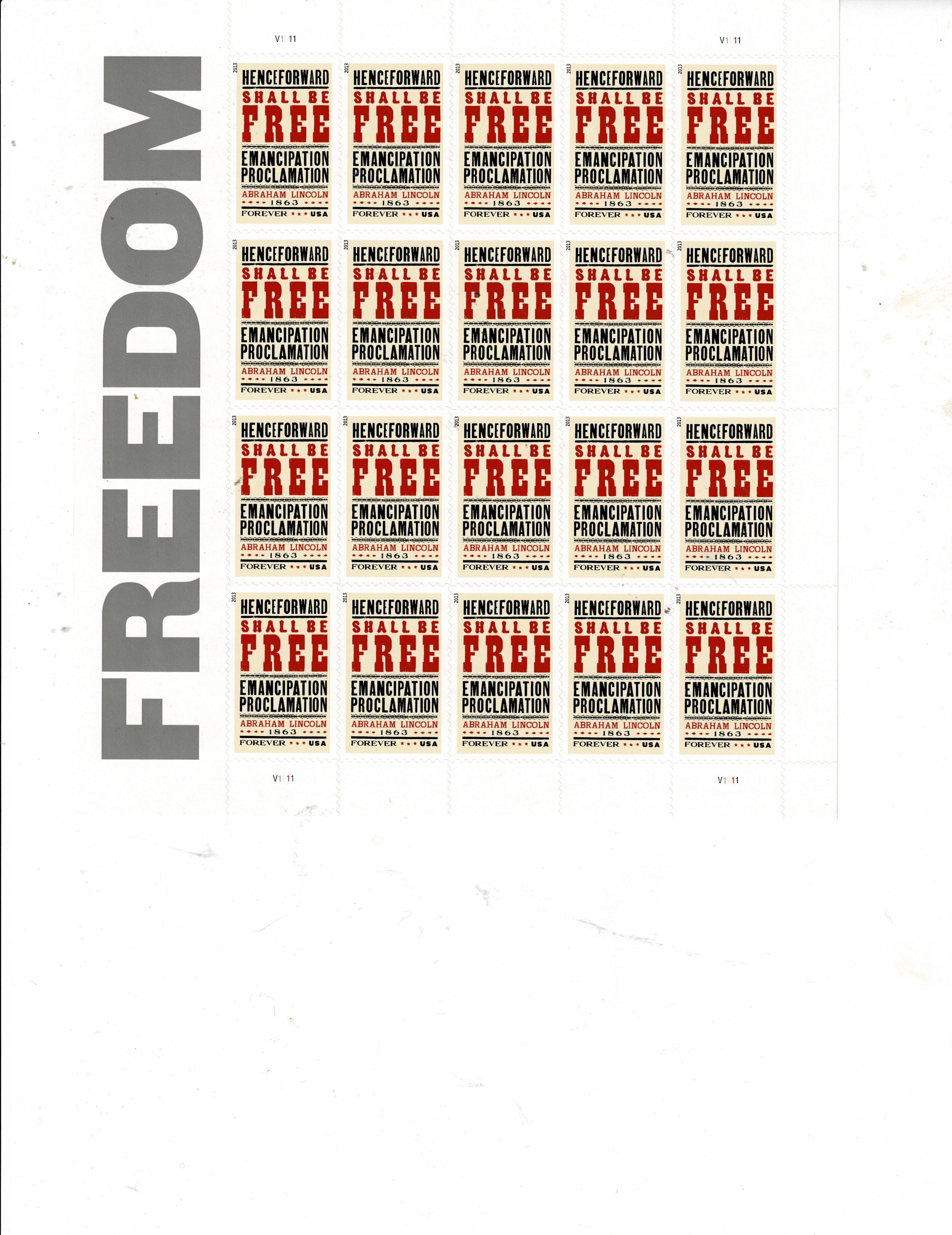 Freedom Emanicipation Proclamation 60 cent US Postage Sheet #4721 VF ...