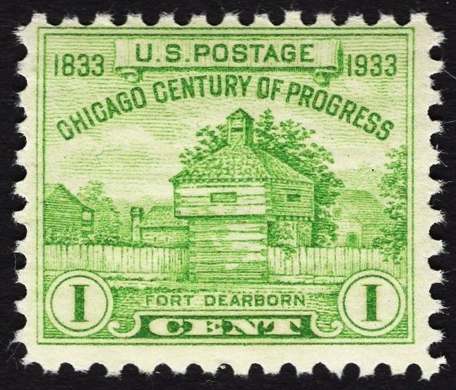 US 728 MNH VF 1 Cent Century of Progress Fort Dearborn 1833-1933