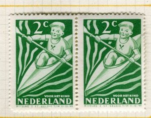 NETHERLANDS; 1948 early Child Welfare issue Mint hinged Pair 1c.