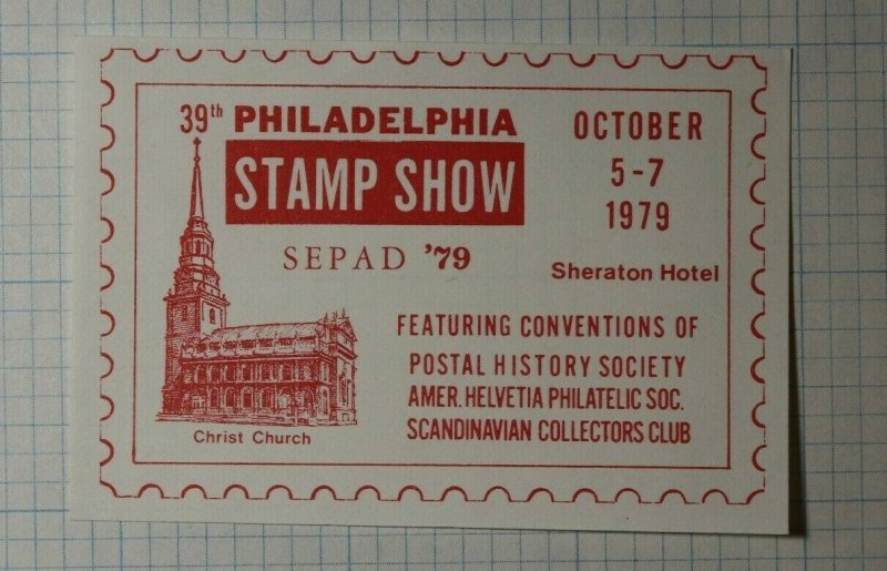 SEPAD Philadelphia Stamp Show 1975 Christ Church Philatelic Souvenir Ad Label