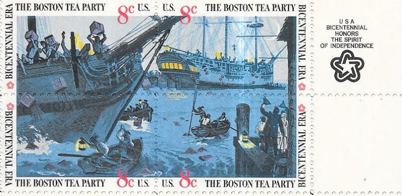 US# 1480-1483a  8c  Copyright Block of 4  Boston Tea Party (MNH) CV$1.00