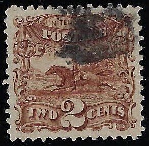 US Stamp Scott #113, 2c, Post Horse And Rider, Used, SCV$80.00