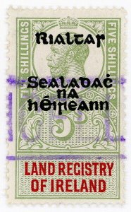 (I.B) George V Revenue : Land Registry of Ireland 5/- (Provisional Govt OP)