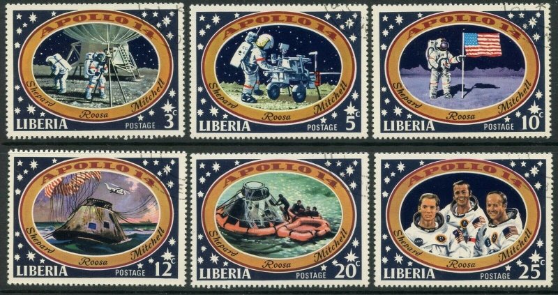 LIBERIA Sc#549-554,C186 1971 Apollo 14 Moon Landing Set & SS Lightly Cancelled