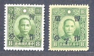 China 1941 福建 Fukien Surcharge 7c on 8c SYS (2v Cpt) MNG