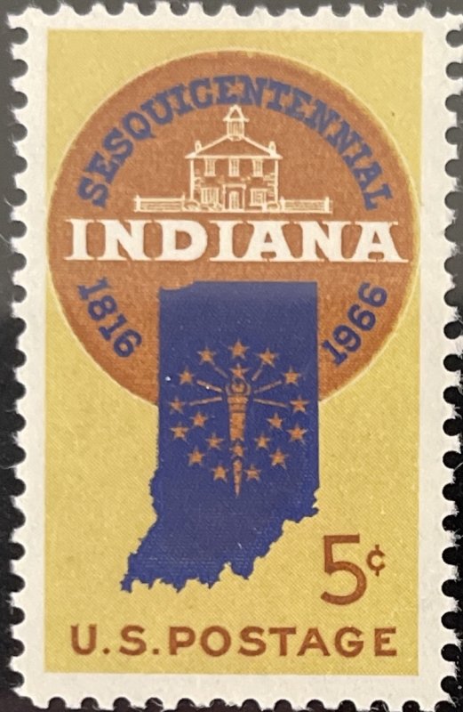 Scott #1308 1966 5¢ Indiana Statehood MNH OG VF