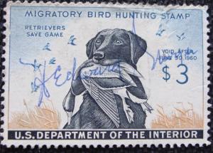 US #RW26 USED Single, Wrinkle/Signature Duck Stamp SCV $12 L14