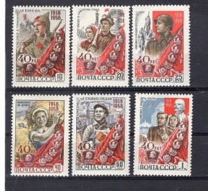 RUSSIA YR 1958,SC 2135-40,MI 2160-65,MNH,YOUNG COMMUNIST LEAGUE(KOMSOMOL)