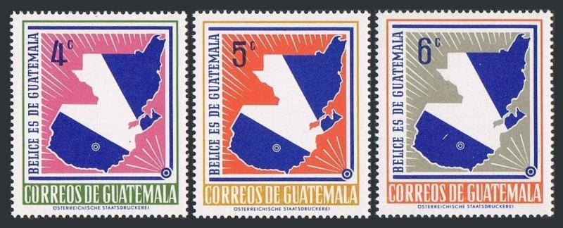 Guatemala 396-398,MNH.Michel 784-786. Guatemala's claim to British Honduras,1967