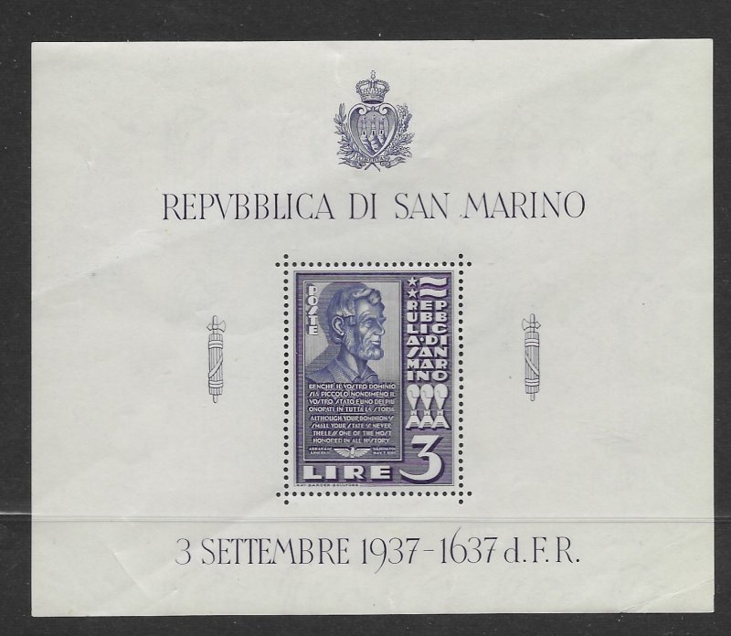 San Marino 186  1938  S/S  VF NH
