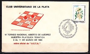 Argentina, 11/MAR/90. University Chess Club cancel on a Cachet Envelope. ^