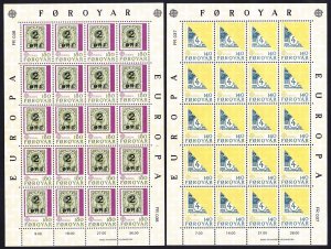 Faroe Islands 43-44 MNH 1979 EUROPA Stamp on Stamp Full Sheets of 20 Each VF