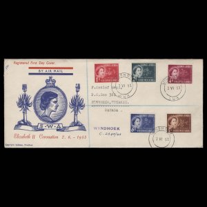 South West Africa 1953 (FDC) Coronation, WINDHOEK ✔️