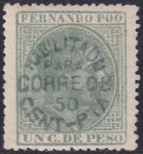 Fernando Po 1895 Sc 9 MNG(*) blue overprint variety