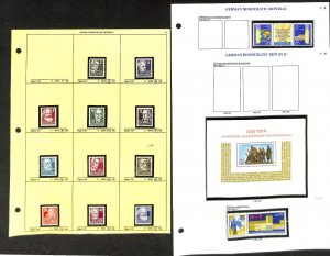 Germany DDR Stamp Collection on 15 Pages, Mostly Mint, All Different