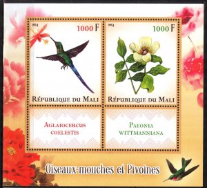 Mali 2014 Birds Hummingbirds Flowers Sheet MNH