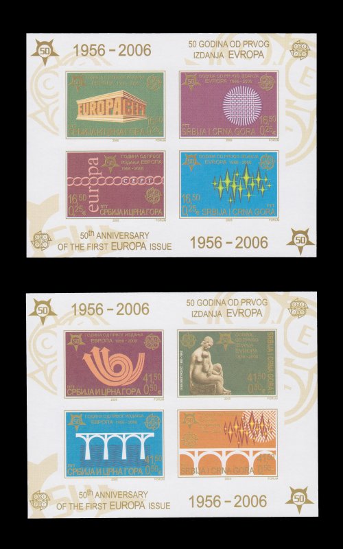 50th ANNIVERSARY EUROPA FIRST STAMP ISSUES. COUNTRY SERBIA .SCOTT $ 289a - 293a.