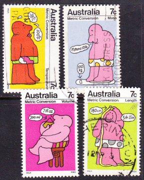 Australia #541-44 used cpl metric system