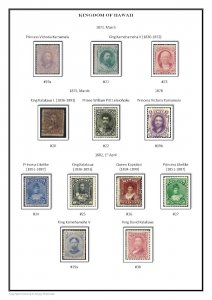 KINGDOM OF HAWAII 1851-1899 PDF (DIGITAL)  STAMP ALBUM PAGES