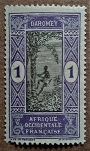 Dahomey #42 1c Man Climbing Oil Palm MH (1913)