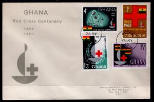 Ghana 139-142 Red Cross Typed FDC