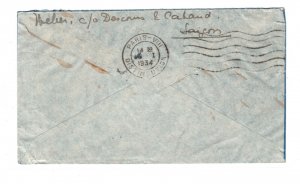 France INDOCHINA Air Mail 1934 Cover COURRIER RAPIDE EMERAUDE Saigon Paris MA537