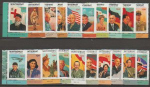 Montserrat SG 1065 - 1084 set of 20 MLH - Famous People