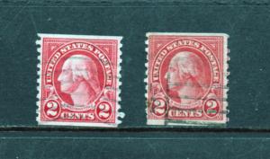 Scott # 599 type 1 & 599A type 2 line single  used   coil