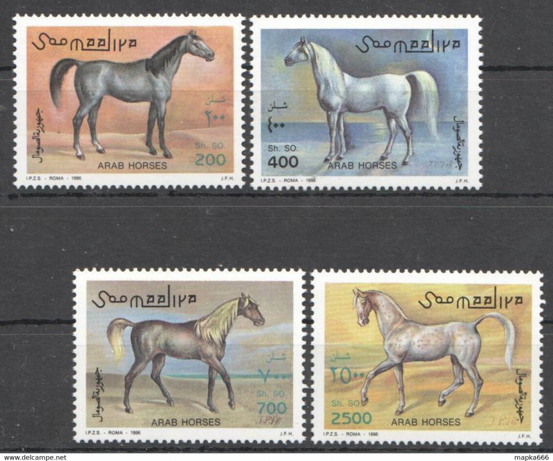 1996 Somalia Arab Horses Animals Fauna #588-591 Michel 11 Euro ** Nw1491