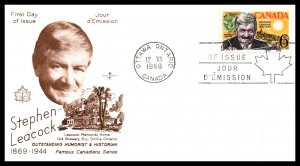 Canada 504 Stephen Leacock Rose Craft Label FDC