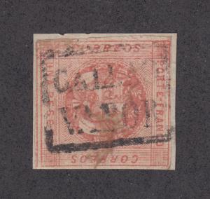 Peru Sc 10 used 1d red with rare CALLAO VAPOR cancel.