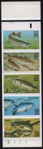 Scott #BK154 (2205-2209a) Fish (Tuna, Bass, Catfish) Booklet of 10 Stamps - MNH