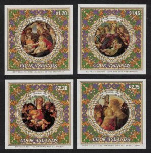 Cook Is. 'Virgin and Child' Paintings by Botticelli 4 MSs 1985 MNH SG#MS1057