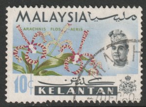 Malaya Kelantan Scott 95 - SG107, 1965 Orchids 10c used